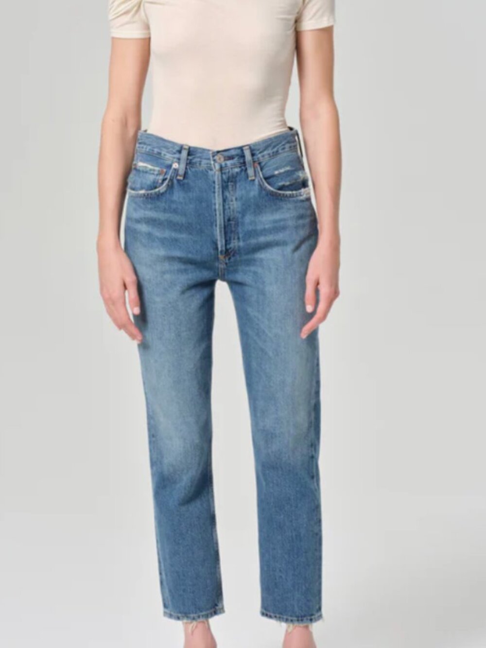 AGOLDE Riley High Rise Straight Cropped Denim Jeans - Picture 2 of 13